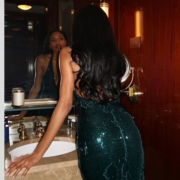 VIRAL ZARA SEQUIN DRESS GREEN - Picture 8 of 16